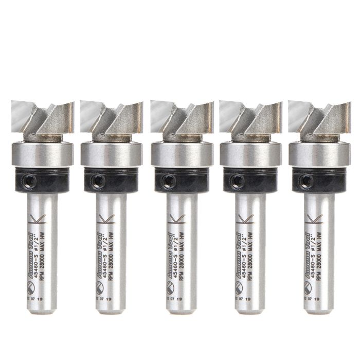 Amana tool 45460-S-5, 5-Pack Carbide Tipped Dado Clean Out 1/2 D x 1/4 CH x 1/4 Inch SHK w/ Upper Bal Bearing Router Bits