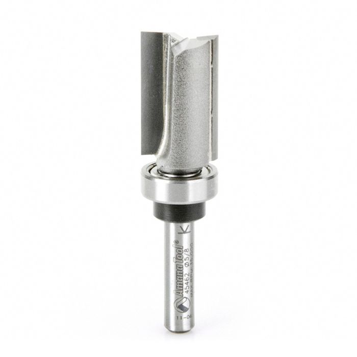 Amana tool 45462 Carbide Tipped Flush Trim Plunge Template 5/8 D x 1 Inch CH x 1/4 SHK w/ Upper Bal Bearing Router Bit