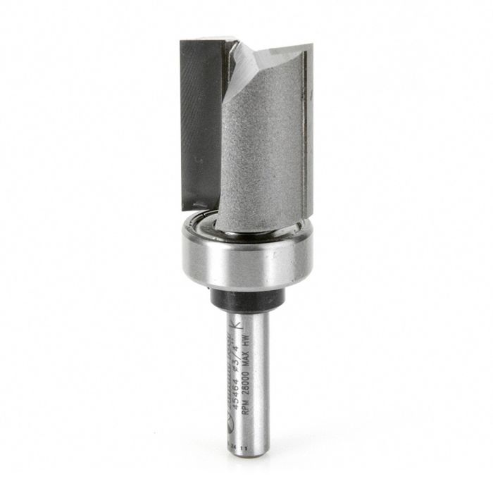 Amana tool 45464 Carbide Tipped Flush Trim Plunge Template 3/4 D x 1 Inch CH x 1/4 SHK w/ Upper Bal Bearing Router Bit