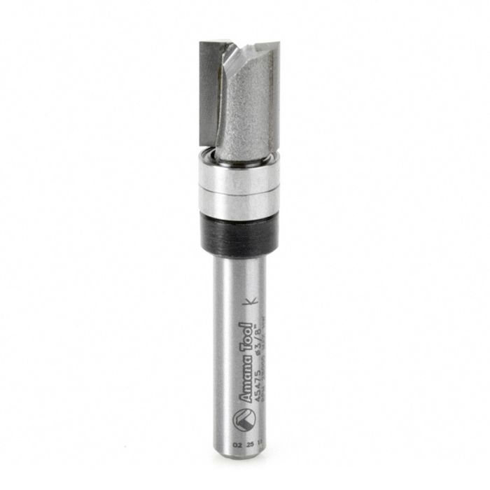 Amana tool 45475 Carbide Tipped Flush Trim Plunge Template 3/8 D x 1/2 CH x 1/4 Inch SHK w/ 2 Upper Bal Bearings Router Bit