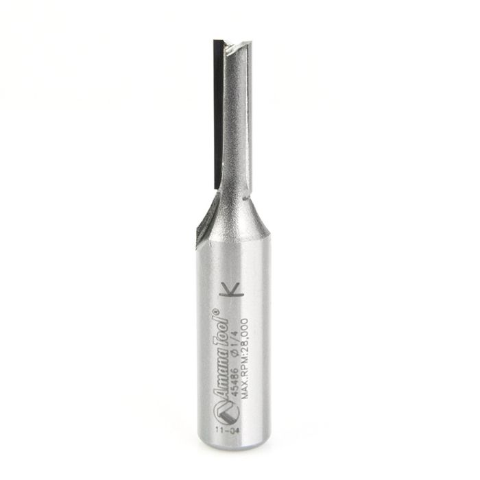 Amana tool 45486 Carbide Tipped Straight Plunge High Production 1/4 D x 1 CH x 1/2 SHK x 2-3/4 Inch Long Router Bit