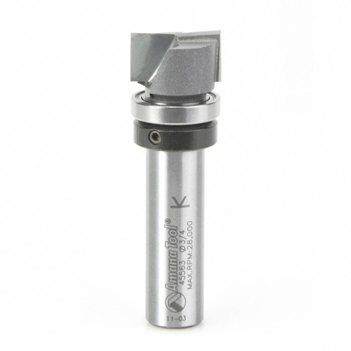 Amana tool 45563 Carbide Tipped Bottom Cleaning 3/4 D x 7/16 CH x 1/2 Inch SHK w/ Upper Bal Bearing & Upshear Design Router Bit