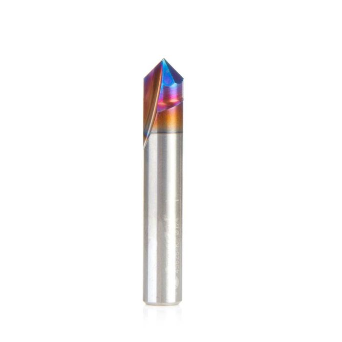 Amana tool 45625-K SC Spektra Extreme tool Life Coated V-Groove 90 Deg x 1/4 D x 1/8 CH x 1/4 Inch SHK 2-Flute Router Bit