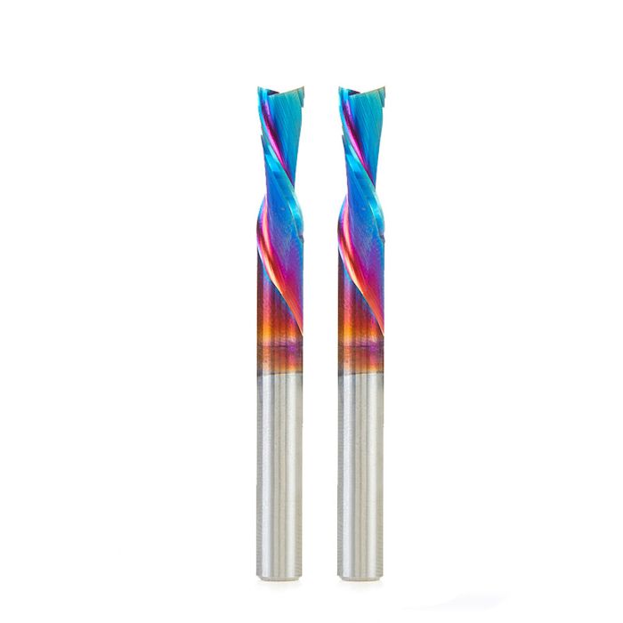 Amana tool 46202-K-2, 2-Pack SC Spektra Extreme tool Life Coated Spiral Plunge 1/4 Dia x 3/4 CH x 1/4 SHK 2-1/2 Inch Long Down-Cut Router Bits