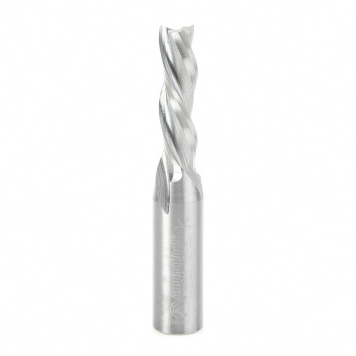 Amana tool 46214 CNC Solid Carbide Spiral Plunge 3/8 D x 1-1/4 CH x 3/8 SHK x 3 Inch Long Down-Cut, 3-Flute Router Bit