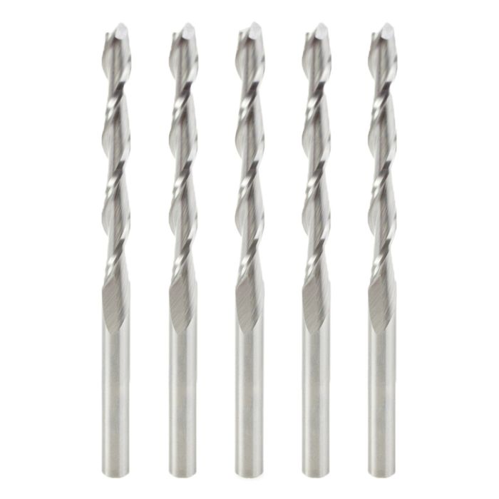 Amana tool 46272-5, 5-Pack CNC Solid Carbide Foam Cutting Up-Cut Spiral 1/4 D x 2-1/4 CH x 1/4 SHK x 4 Inch Long Flat Bottom Router Bits