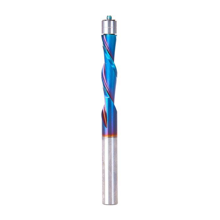 Amana tool 46297-K SC Spektra Extreme tool Life Coated UltraTrim Spiral 1/4 D x 1 CH x 1/4 SHK x 3 Inch Long w/ Double BB Down-Cut Router Bit