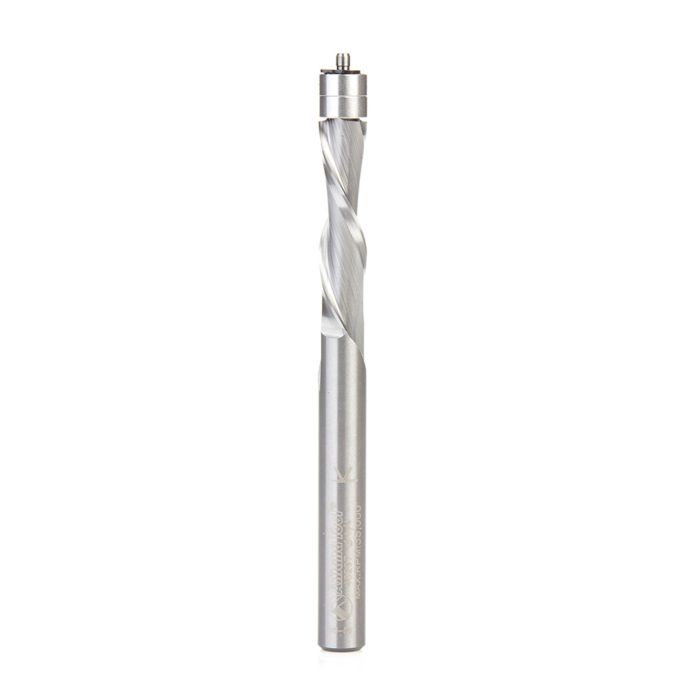 Amana tool 46297 Solid Carbide UltraTrim Spiral Trim 1/4 D x 1 CH x 1/4 SHK x 3 Inch Long w/ Double BB Down-Cut Router Bit