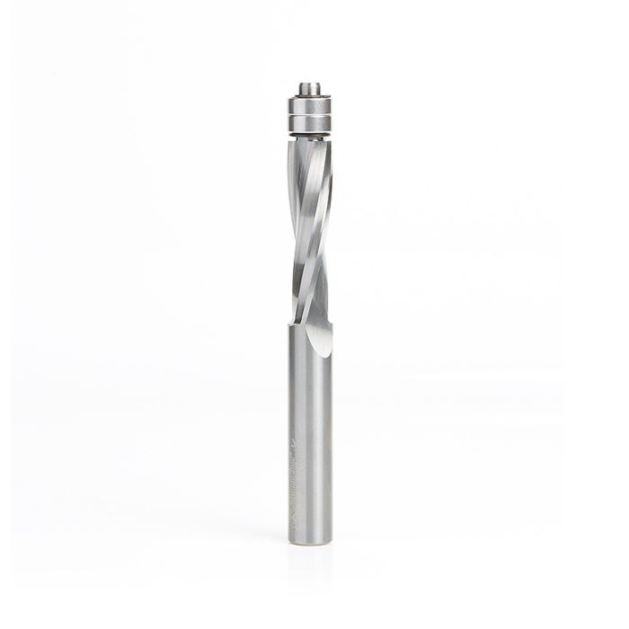 Amana tool 46304 Solid Carbide UltraTrim Spiral 1/2 D x 2 Inch CH x 1/2 SHK x 5 Inch Long w/ Double Lower BB Up-Cut Router Bit