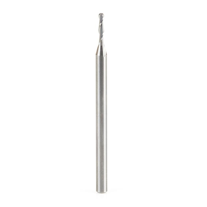 Amana tool 46373 Solid Carbide Double Flute Up-Cut Bal Nose Spiral 1/32 R x 1/16 D x 1/4 CH x 1/8 SHK x 2 Inch Long Router Bit