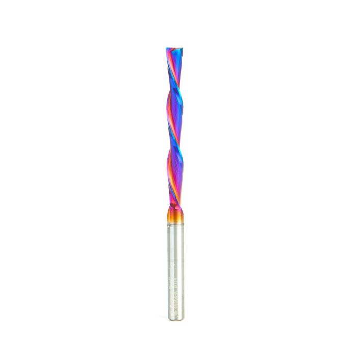 Amana tool 46566-K SC Spektra Extreme tool Life Coated Foam Cutting Down-Cut Spiral 1/4 D x 2-1/4 CH x 1/4 SHK x 4 Inch Long Flat Bottom Router Bit