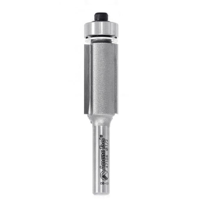 Amana tool 47104 Carbide Tipped Flush Trim 1/2 D x 1 CH x 1/4 SHK x 2-5/8 Inch Long Router Bit w/ Lower Bal Bearing