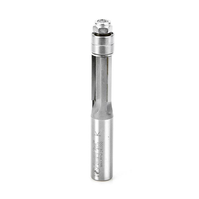 Amana tool 47118-2 Carbide Tipped Flush Trim 1/2 D x 1 Inch CH x 1/2 SHK w/ Lower Bal Bearing 3-Flute Extra-Long Router Bit