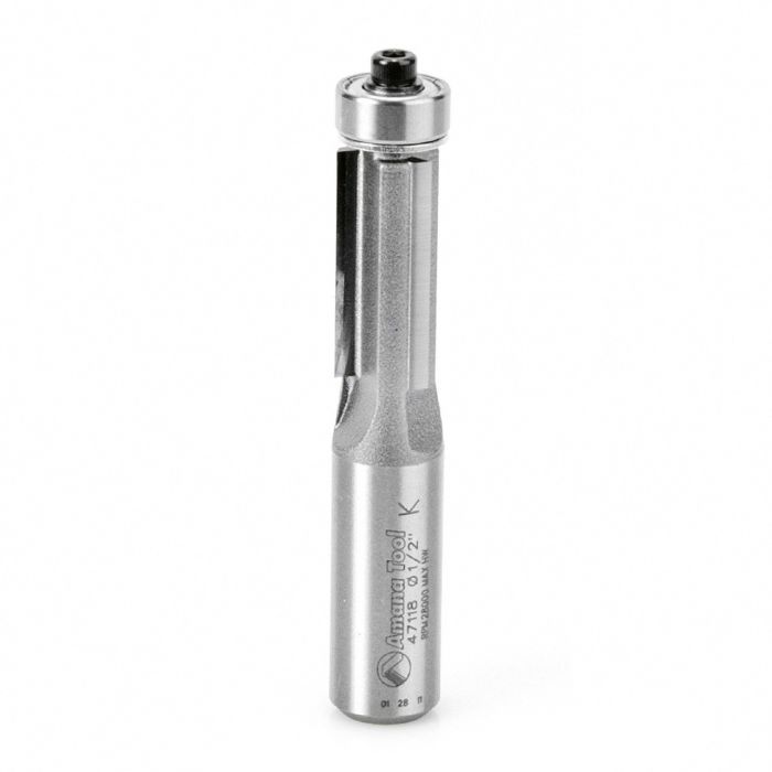 Amana tool 47118 Carbide Tipped Flush Trim 1/2 D x 1 Inch CH x 1/2 SHK w/ Lower Bal Bearing 3-Flute Router Bit