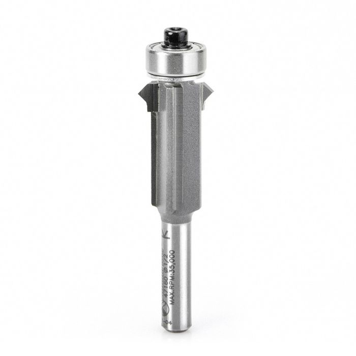 Amana tool 47160 Carbide Tipped Flush Trim V Groove 5/8 D x 1 Inch CH x 1/4 SHK w/ Lower Bal Bearing Router Bit