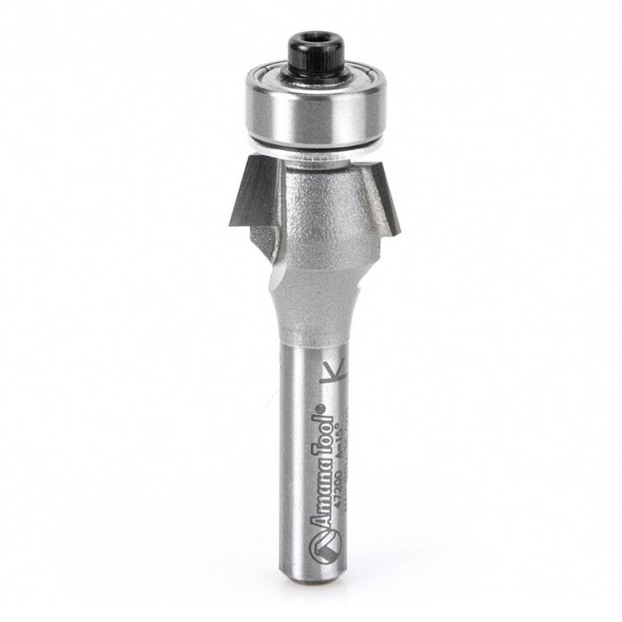 Amana tool 47200 Carbide Tipped Bevel Laminate Trim 15 Deg Angle x 5/8 D x 9/32 CH x 1/4 Inch SHK w/ Bal Bearing Router Bit