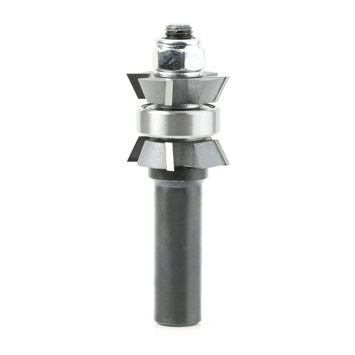 Amana tool 47416 Carbide Tipped Double Beve Trim Cutter Assembly 25 Deg x 1-1/16 D x 1/4 CH x 1/2 Inch SHK w/ Center BB Router Bit