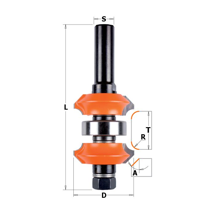 CMT 800.623.11 Adjustable Roundover and Bevel Bit, 1-1/2-Inch Diameter, 1/2-Inch Shank
