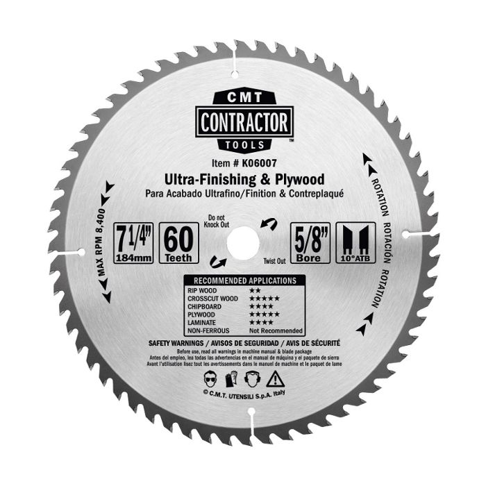 CMT K03604 ITK Contractor Ultra Finish Saw Blade, 4-3/8 X 36 Teeth, 8° ATB with 5/8-Inch<> Bore