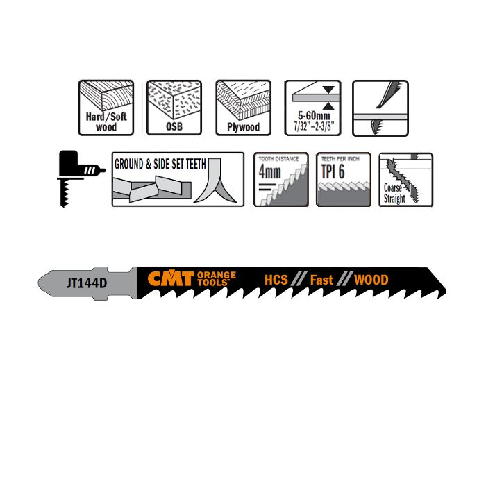 CMT JT144D-25 Jig Saw Blades for Wood (25-Piece Pack)