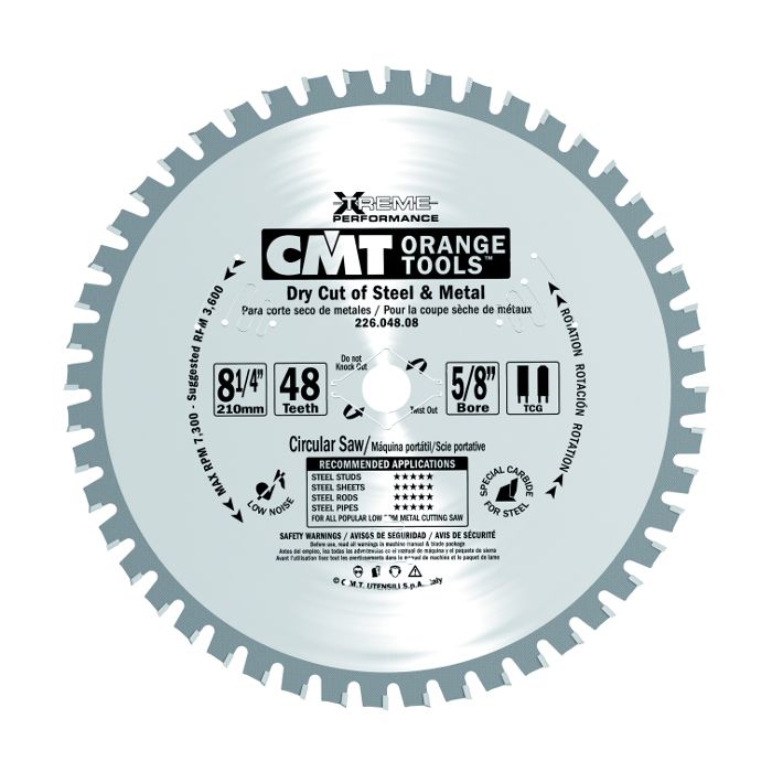 CMT 226.048.07 Industrial Dry Cut Steel Saw Blade, 7-1/4-Inch x 48 Teeth TCG Grind with 5/8-Inch<> Bore