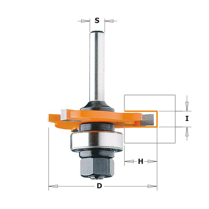 CMT 822.340.11B 3-Wing Slot Cutter with Bearing and Arbor, 5/32-Inch Cutting Length, 1/2-Inch Shank