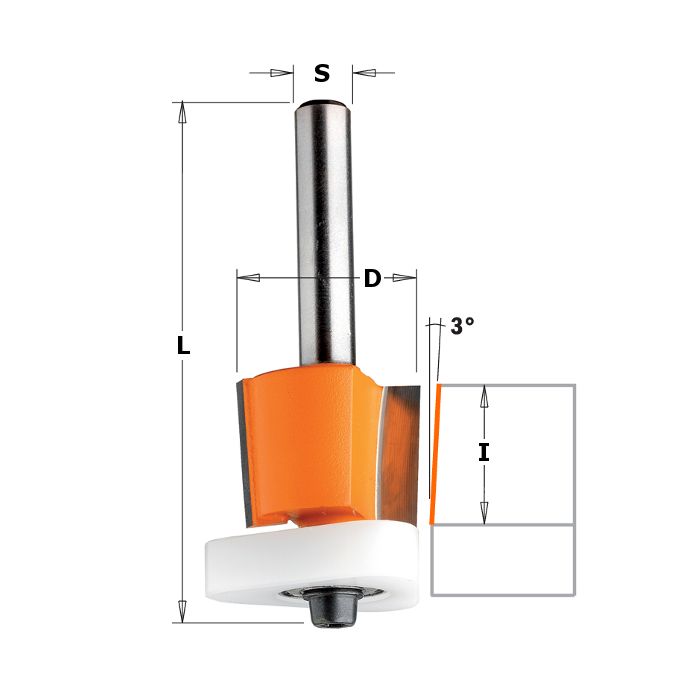 CMT 807.128.11 3-in-I Flush Trim Bit for MDF & Laminates, 1/4-Inch Shank, 1/2-Inch Cutting Length