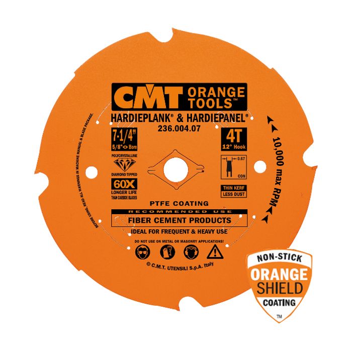 CMT 236.008.12 ITK PLUS Diamond Saw Blade for Fiber Cement Products, 12-Inch x 8 Teeth Conical Grind with 1-Inch Bore, PTFE Coating