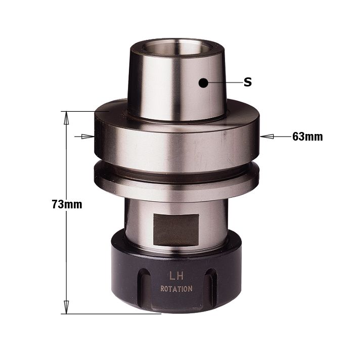 CMT 183.300.02 Chuck with "ER32" Precision Collet, HSK-F63 Shank, Left-Hand Rotation