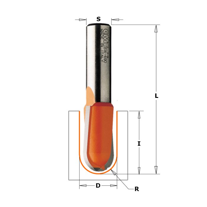 CMT 814.754.11 Round Nose Bit, 1/2-Inch Shank, 5/8-Inch Radius