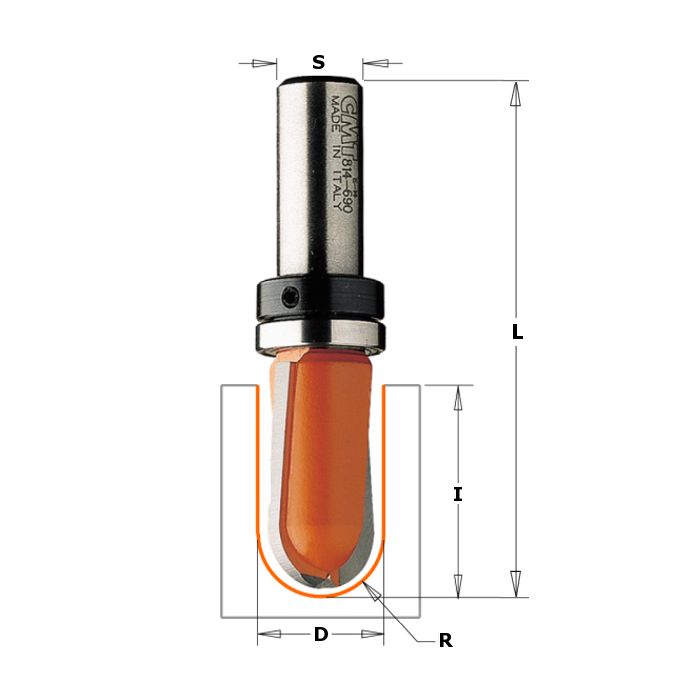 CMT 814.190.11B Round Nose Bit, 1/4-Inch Shank, 3/8-Inch Radius