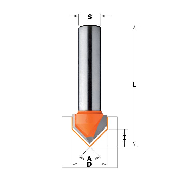 CMT 815.095.11 V-Grooving Bit, 3/8-Inch Diameter, 1/4-Inch Shank