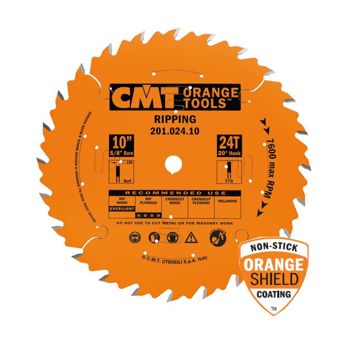 CMT 201.020.08 Industrial Ripping Saw Blade, 8-Inch. x 20 Teeth FTG Grind with 5/8-Inch. Bore, PTFE Coating