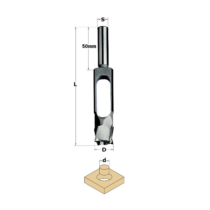 CMT 529.445.31 Plug Cutter, 1-3/4-Inch Minor Diameter, 2-7/32-Inch Diameter, 5/8-Inch Shank