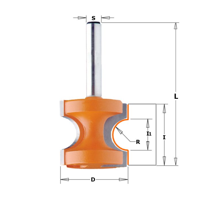 CMT 854.503.11 Bull Nose Bit, 1/2-Inch Shank, 3/16-Inch Radius