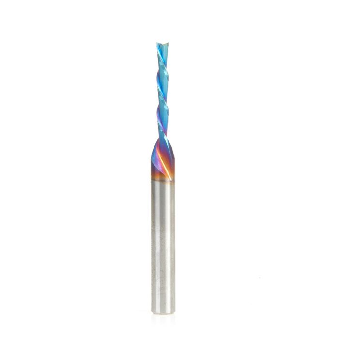 Amana tool 48216-K SC Spektra Extreme tool Life Coated Spiral Plunge 3mm Dia x 20mm CH x 6mm SHK 63mm Long Down-Cut Router Bit for Driling Shelf Pin Holes
