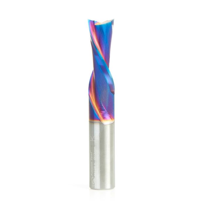 Amana tool 48228-K SC Spektra Extreme tool Life Coated Spiral Plunge 12mm Dia x 32mm CH x 12mm SHK 75mm Inch Long Down-Cut Router Bit for Driling Shelf Pin Holes