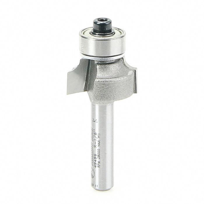 Amana tool 49496 Carbide Tipped Corner Rounding 1/8 R x 3/4 D x 3/8 CH x 1/4 Inch SHK w/ Lower Bal Bearing Router Bit