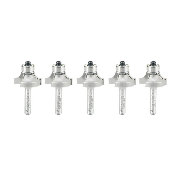 Amana tool 49504-5, 5-Pack Carbide Tipped Corner Rounding 1/4 R x 1 Inch D x 1/2 CH x 1/4 SHK w/ Lower Bal Bearing Router Bits