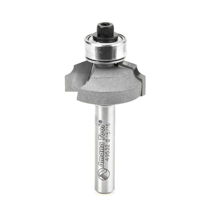 Amana tool 49532 Carbide Tipped Edge Detail for Rosettes 20 Deg x 9/64 R x 15/16 D x 1/4 CH x 1/4 Inch SHK Router Bit