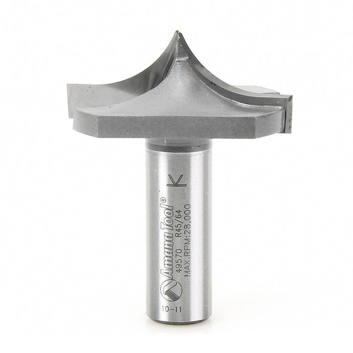 Amana tool 49570 Carbide Tipped Plunge Ovolo with Center Point Style A 23/32 R x 1-3/4 D x 23/32 CH x 1/2 Inch SHK Router Bit