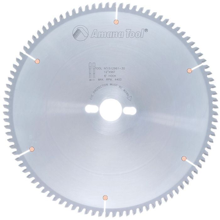 Amana tool 512961-30 Carbide Tipped Aluminum and Non-Ferrous Metals 12 Inch D x 96T TCG, -6 Deg, 30MM Bore, Circular Saw Blade