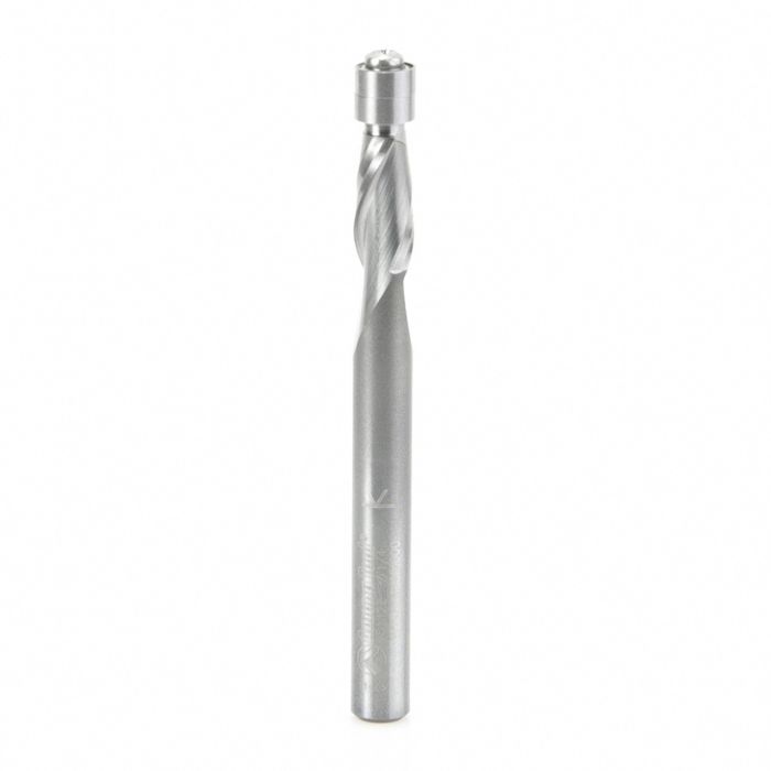 Amana tool 51422 Solid Carbide Aluminum Flush Trim Up-Cut 1/4 D x 1/2 Cut Length x 1/4 SHK x 3 Inch Long Router Bit