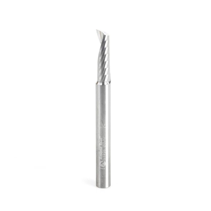 Amana tool 51496 Metric SC Spiral O Single Flute, Aluminum Cutting 6 D x 20 CH x 6 SHK x 64mm Long Up-Cut ?Router Bit with Mirror Finish