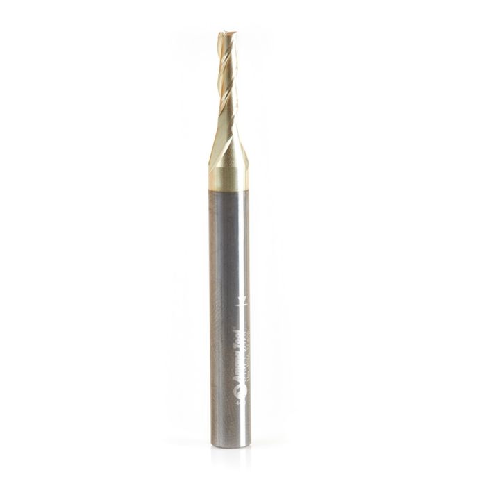Amana tool 51521 Glass Cutting 1/8 D x 1/2 CH x 1/4 SHK x 2-1/2 Inch Long x 3 Flute Solid Carbide ZrN Coated Up-Cut Router Bit