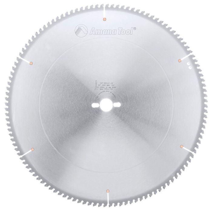 Amana tool 520121-30 Carbide Tipped Aluminum and Non-Ferrous Metals 20 Inch D x 120T TCG, -6 Deg, 30mm Bore, Circular Saw Blade