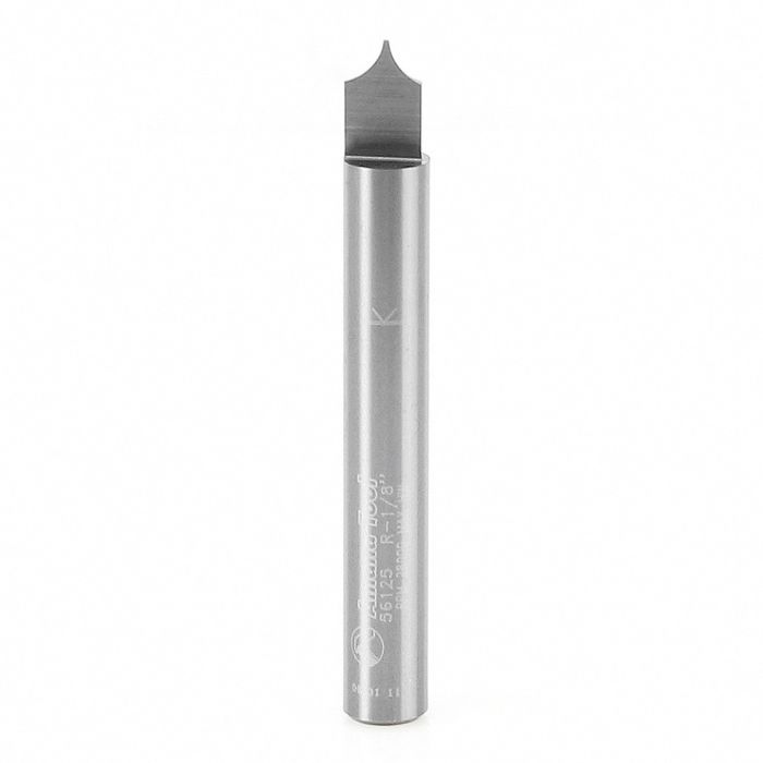 Amana tool 56125 Solid Carbide Point Cutting Roundover 1/8 R x 1/4 D x 5/16 CH x 1/4 SHK x 2 Inch Long Router Bit for Beadboards