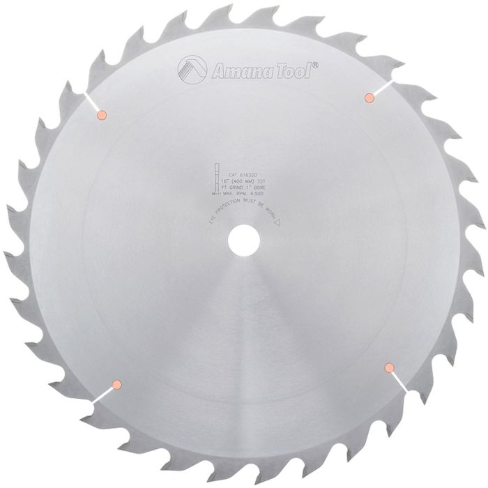 Amana tool 616320 Carbide Tipped Ripping Standard 16 Inch D x 32T FT, 18 Deg, 1 Inch Bore, Circular Saw Blade