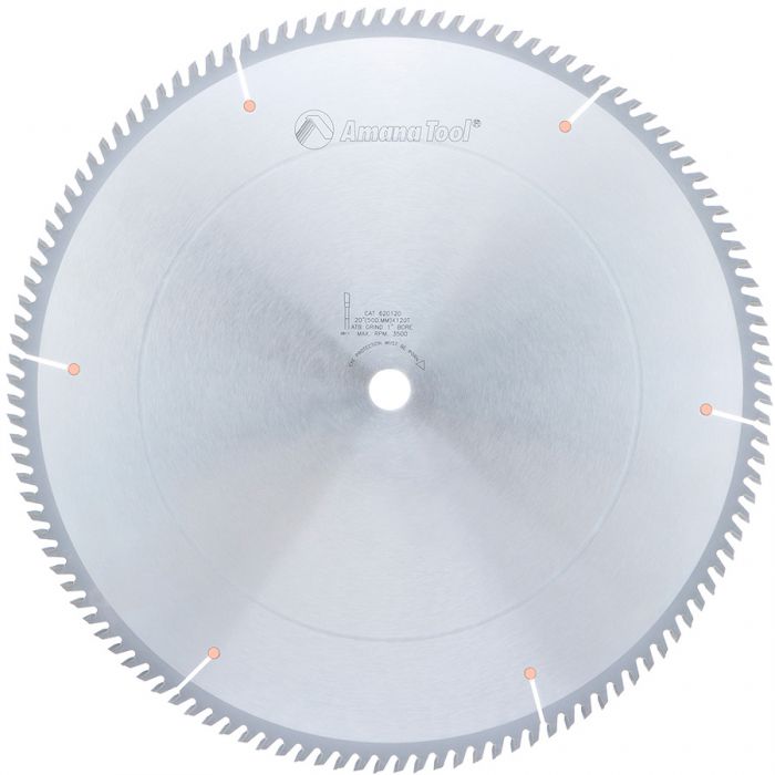 Amana 620120 Carbide Tipped Cut-Off and Crosscut 20 Inch Dia x 120T ATB, 10 Deg, 1 Inch Bore