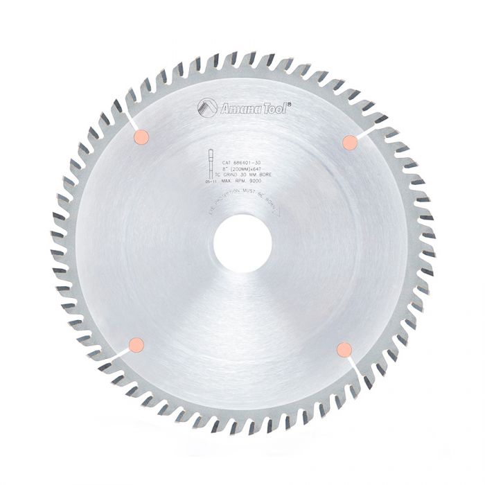 Amana 686401-30 Carbide Tipped Fine Cut-Off and Crosscut 8 Inch Dia x 64T TCG, 10 Deg, 30mm Bore